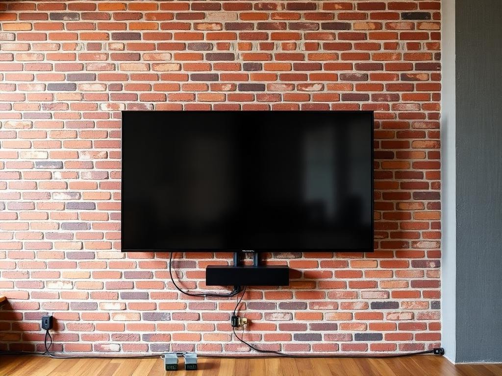 65" TV on brick wall — Leslieville